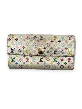 Louis Vuitton Sarah Long Wallet Murakami White Monogram Multicolor Vintage 2006